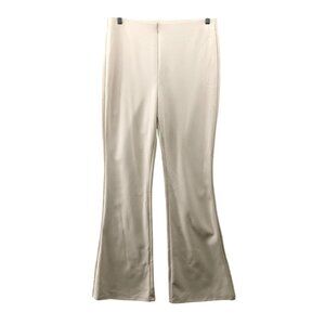 NWT H&M High Waisted Flare Dress Pants Womens L Beige Nude Pull On Stretch